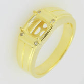 Men’s 14K Yellow Gold Semi Mount Ring Setting Cushion CU 8x8mm - Syzjewelry